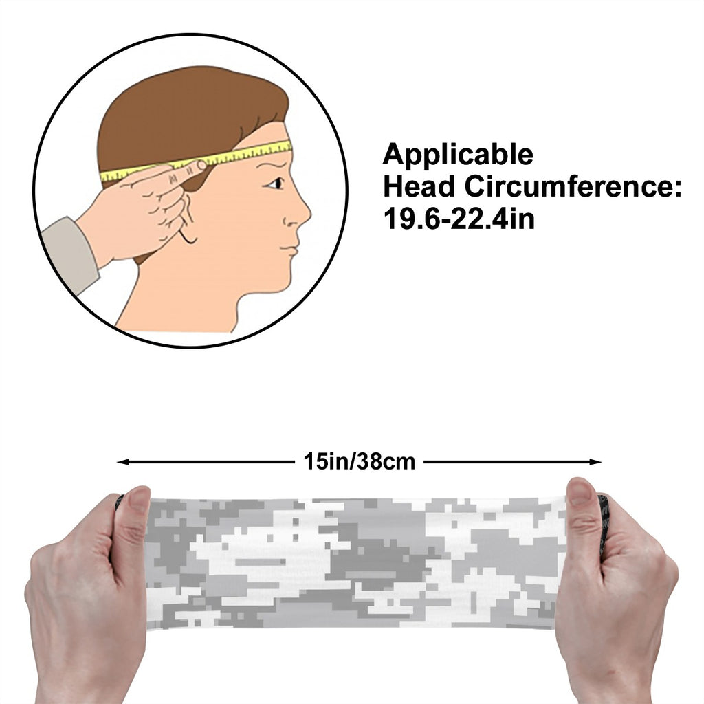 Athletic sports sweatband wide headband for youth and adult football, basketball, baseball, softball, gym workout, printed with grey and white colors.