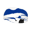 Athletic sports sweatband wide headband for youth and adult football, basketball, baseball, softball, gym workout, printed with royal blue and white colors. 