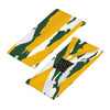 Athletic sports sweatband wide headband for youth and adult football, basketball, baseball, softball, gym workout, printed with green, yellow, and white colors. 