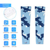 Athletic sports compression arm sleeve for youth and adult football, basketball, baseball, and softball printed with camo baby blue, navy blue, and white colors. 