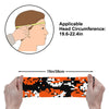 Athletic sports sweatband wide headband for youth and adult football, basketball, baseball, softball, gym workout, printed with orange, black, and white colors. 
