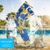 Athletic sports compression arm sleeve for youth and adult football, basketball, baseball, and softball printed with camo blue, yellow, and white colors. 