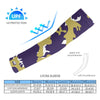 Athletic sports compression arm sleeve for youth and adult football, basketball, baseball, and softball printed with camo purple, gold, and white colors. 