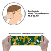 Athletic sports sweatband wide headband for youth and adult football, basketball, baseball, softball, gym workout, printed with green, gold, and white colors.