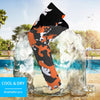 Athletic sports compression arm sleeve for youth and adult football, basketball, baseball, and softball printed with camo orange, black, and white colors. 