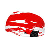 Athletic sports sweatband wide headband for youth and adult football, basketball, baseball, softball, gym workout, printed with red, and white colors. 
