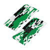 Athletic sports sweatband wide headband for youth and adult football, basketball, baseball, softball, gym workout, printed with green, black, and white colors. 