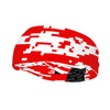 Athletic sports sweatband wide headband for youth and adult football, basketball, baseball, softball, gym workout, printed with red, and white colors. 

