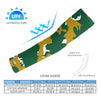 Athletic sports compression arm sleeve for youth and adult football, basketball, baseball, and softball printed with camo green, gold, and white colors.