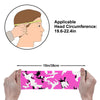 Athletic sports sweatband wide headband for youth and adult football, basketball, baseball, softball, gym workout, printed with pink, white, and black colors. 