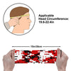 Athletic sports sweatband wide headband for youth and adult football, basketball, baseball, softball, gym workout, printed with red, white, and black colors. 