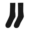 Custom athletic embroidered socks for athetic performance on the basketball court, football field, running, etc. for kids, youth, adults, teenagers