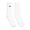 Custom athletic embroidered socks for athetic performance on the basketball court, football field, running, etc. for kids, youth, adults, teenagers