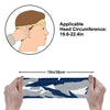 Athletic sports sweatband wide headband for youth and adult football, basketball, baseball, softball, gym workout, printed with navy blue, white, and gray colors. 