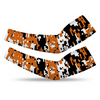 Athletic sports compression arm sleeve for youth and adult football, basketball, baseball, and softball printed with digicamo burnt orange, black, white Texas Longhorns colors