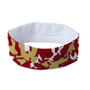 Athletic sports sweatband headband for youth and adult football, basketball, baseball, and softball printed with camo maroon, gold, and white