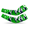 Athletic sports compression arm sleeve for youth and adult football, basketball, baseball, and softball printed with digicamo navy blue, green, white Seattle Seahawks colors