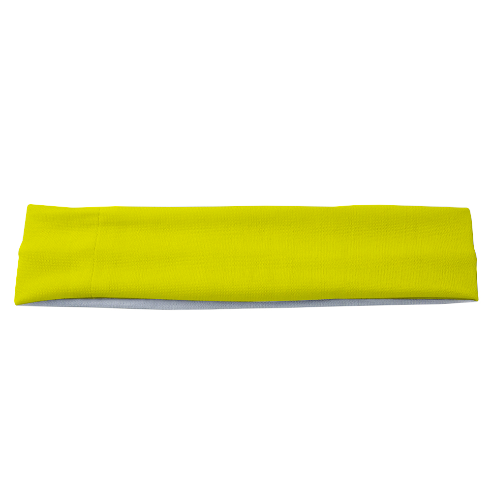 Athletic sports sweatband headband for youth and adult football, basketball, baseball, and softball printed in fluorescent yellow