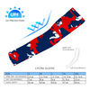 Athletic sports compression arm sleeve for youth and adult football, basketball, baseball, and softball printed with camo navy blue, red, white