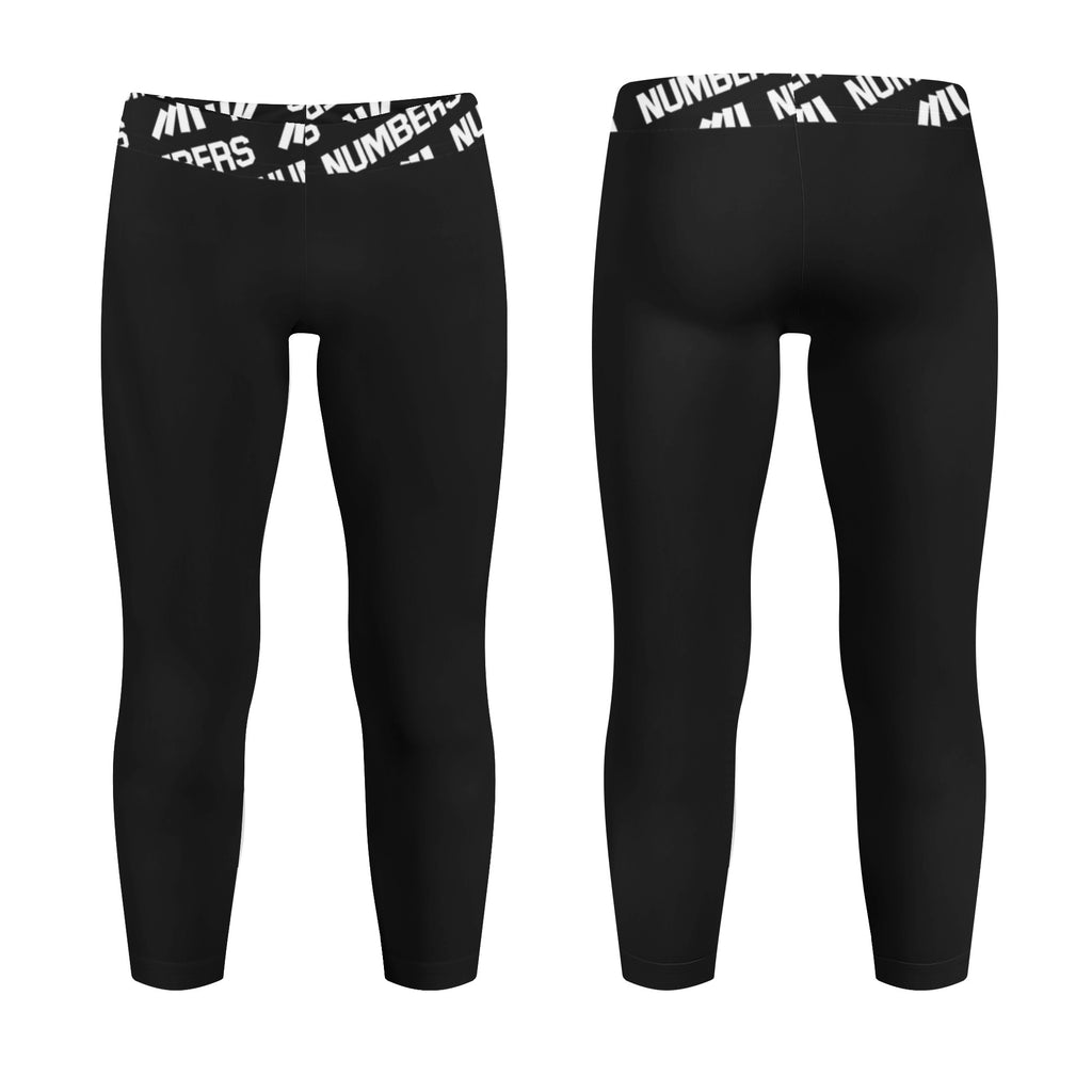 Athletic sports compression tights for youth football, basketball, track, running, etc printed with the color black
