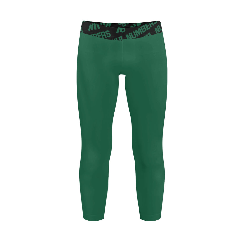 Athletic sports unisex compression tights for girls and boys football, basketball, track, running, training, gym workout etc printed in the color forest green