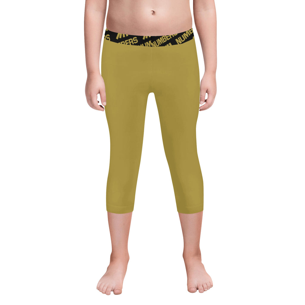 Athletic sports unisex compression tights for girls and boys flag football, tackle football, basketball, track, running, training, gym workout etc printed with the color gold