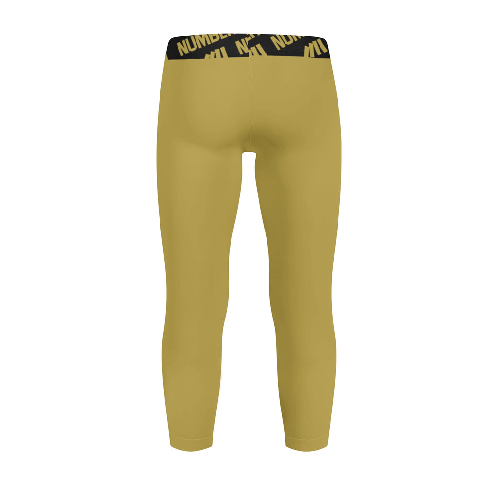 Athletic sports unisex compression tights for girls and boys flag football, tackle football, basketball, track, running, training, gym workout etc printed with the color gold
