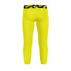 Athletic sports unisex compression tights for girls and boys flag football, tackle football, basketball, track, running, training, gym workout etc printed in fluorescent yellow