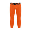 Athletic sports unisex compression tights for girls and boys flag football, tackle football, basketball, track, running, training, gym workout etc printed in the color orange