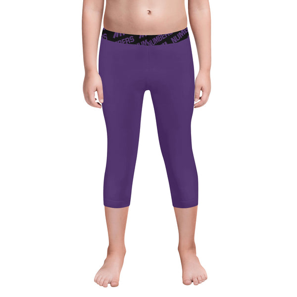 Athletic sports unisex compression tights for girls and boys flag football, tackle football, basketball, track, running, training, gym workout etc printed in the color purple