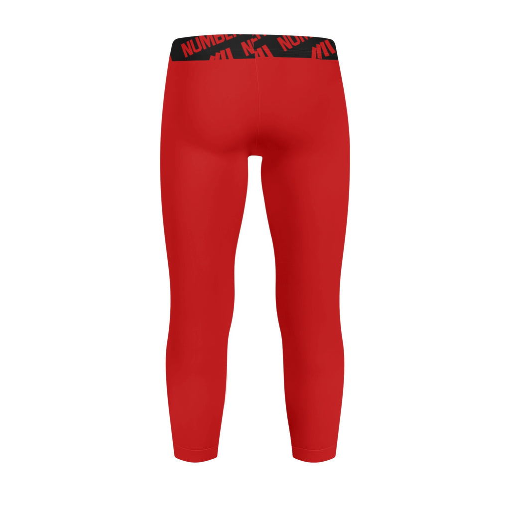 Athletic sports unisex compression tights for girls and boys flag football, tackle football, basketball, track, running, training, gym workout etc printed in the color red