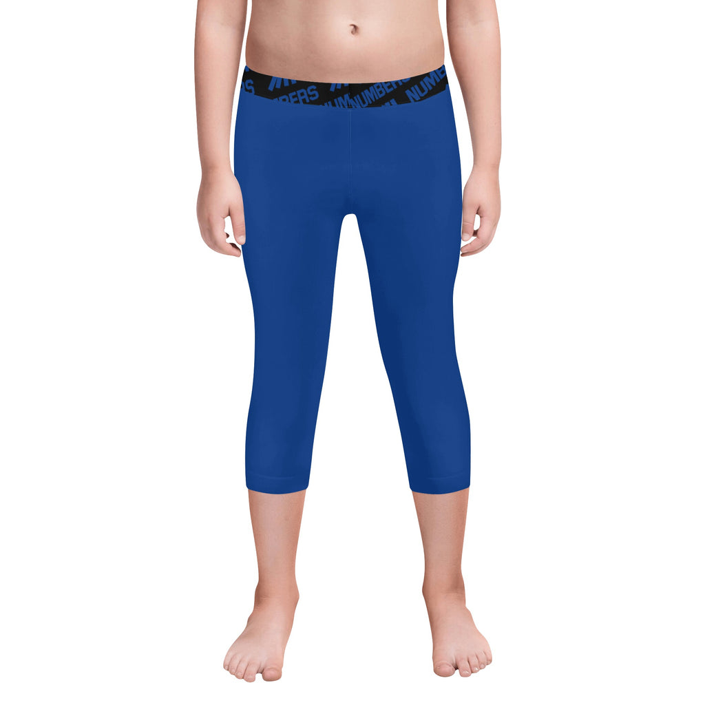 Athletic sports unisex compression tights for girls and boys flag football, tackle football, basketball, track, running, training, gym workout etc printed in the color royal blue