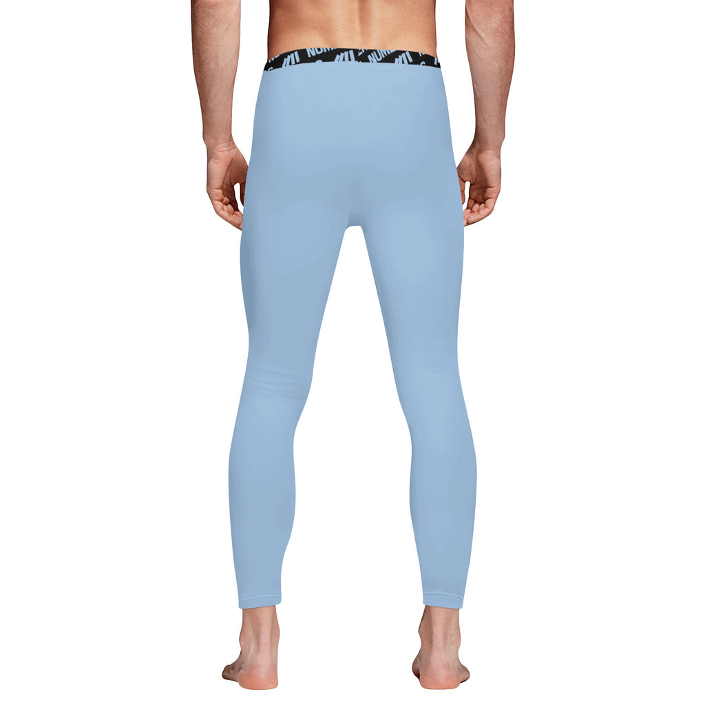 Athletic sports compression tights for youth and adult football, basketball, running, track, etc printed with baby blue color