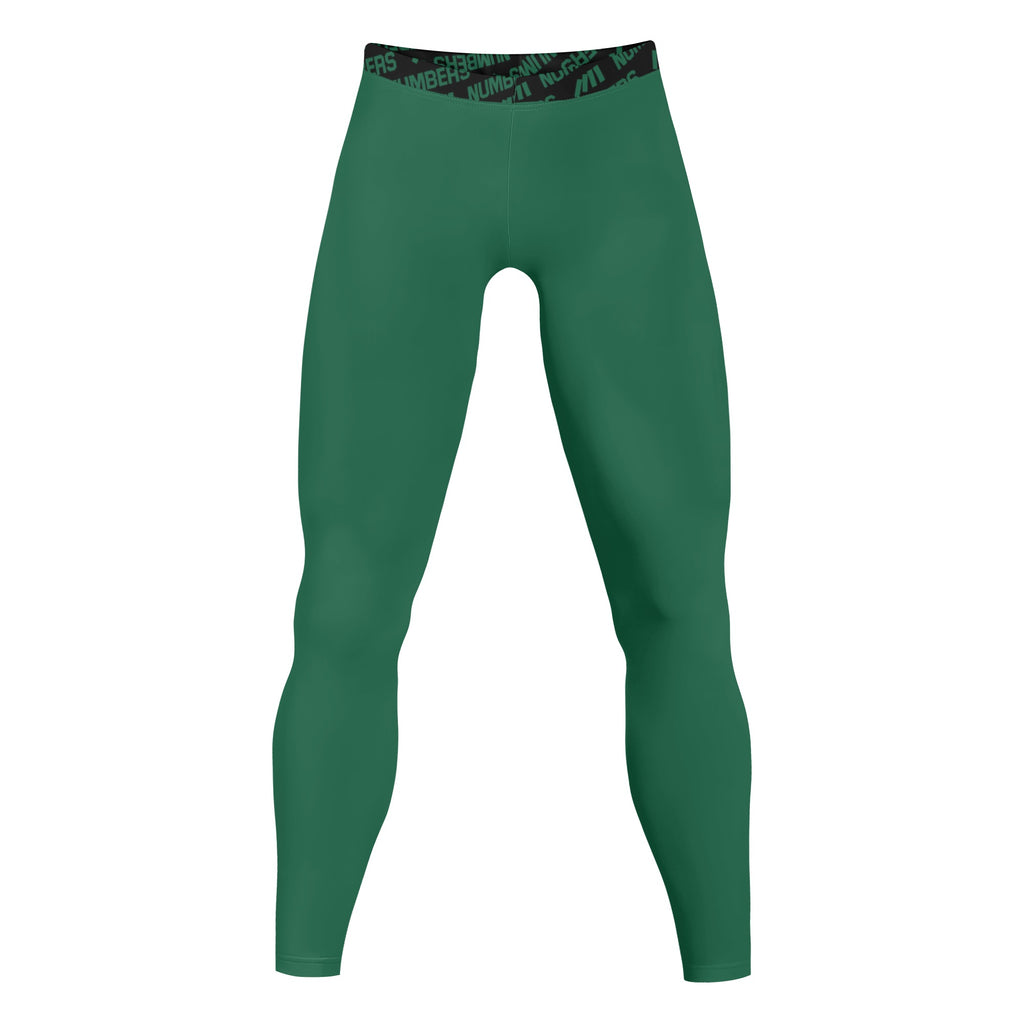 Athletic sports compression tights for youth and adult football, basketball, running, track, etc printed with the color forest green