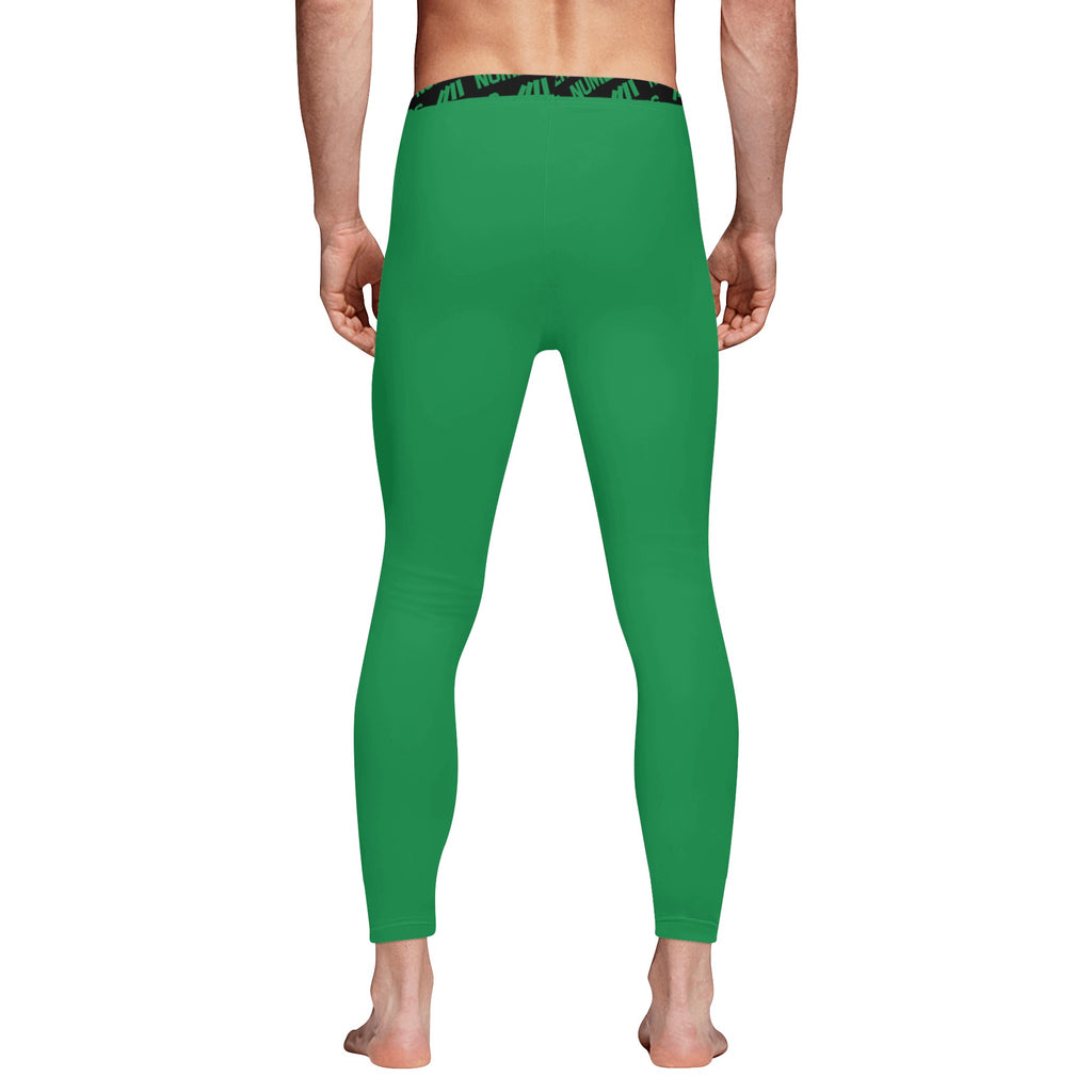 Athletic sports compression tights for youth and adult football, basketball, running, track, etc printed in the color kelly green