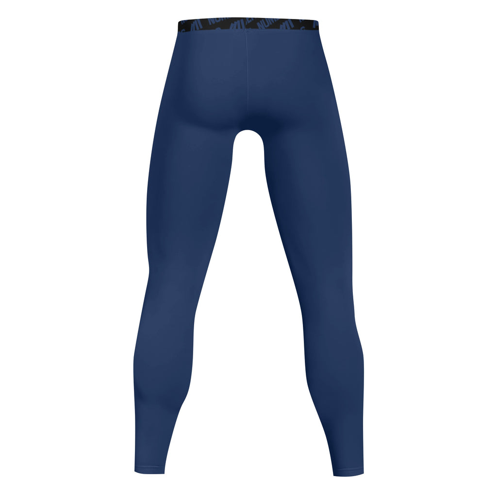 Athletic sports compression tights for youth and adult football, basketball, running, track, etc printed in the color navy blue