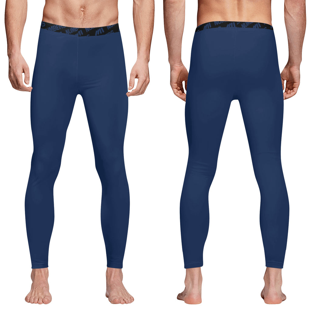 Athletic sports compression tights for youth and adult football, basketball, running, track, etc printed in the color navy blue