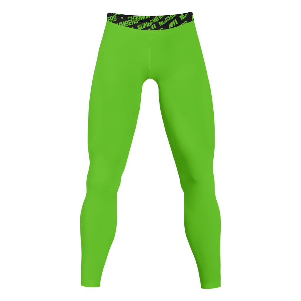 Athletic sports compression tights for youth and adult football, basketball, running, track, etc printed with the color fluorescent green