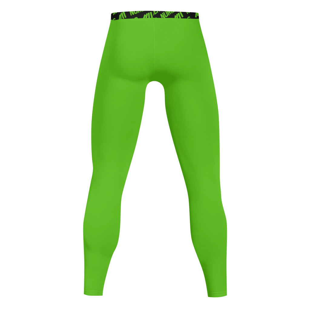 Athletic sports compression tights for youth and adult football, basketball, running, track, etc printed with the color fluorescent green