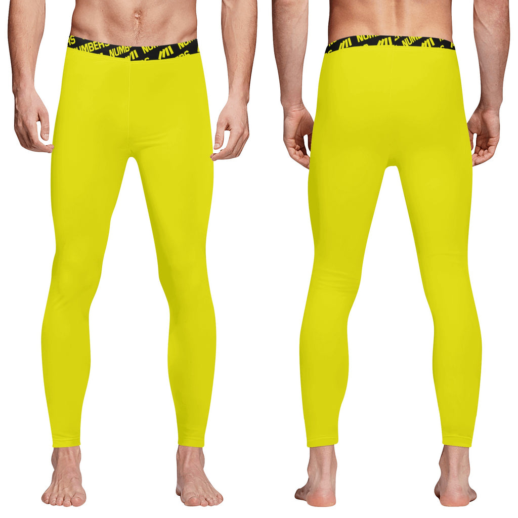 Athletic sports compression tights for youth and adult football, basketball, running, track, etc printed in the color fluorescent yellow