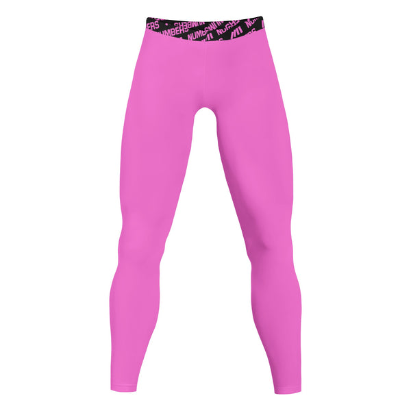 Athletic sports compression tights for youth and adult football, basketball, running, track, etc printed in the color pink