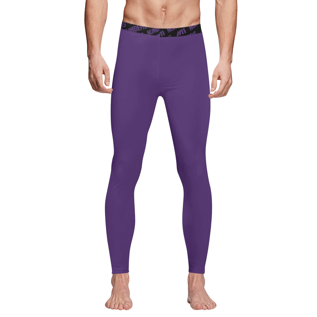 Athletic sports compression tights for youth and adult football, basketball, running, track, etc printed in the color purple
