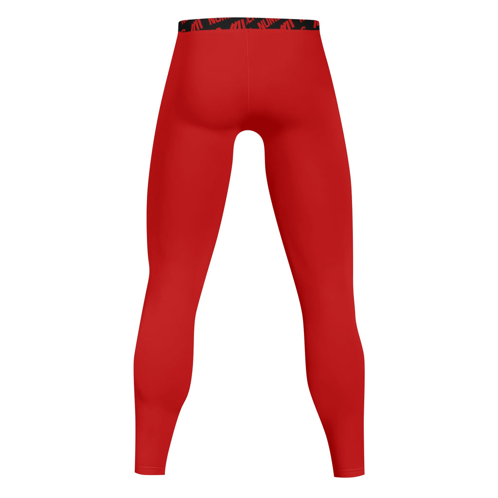 Athletic sports compression tights for youth and adult football, basketball, running, track, etc printed with the color red
