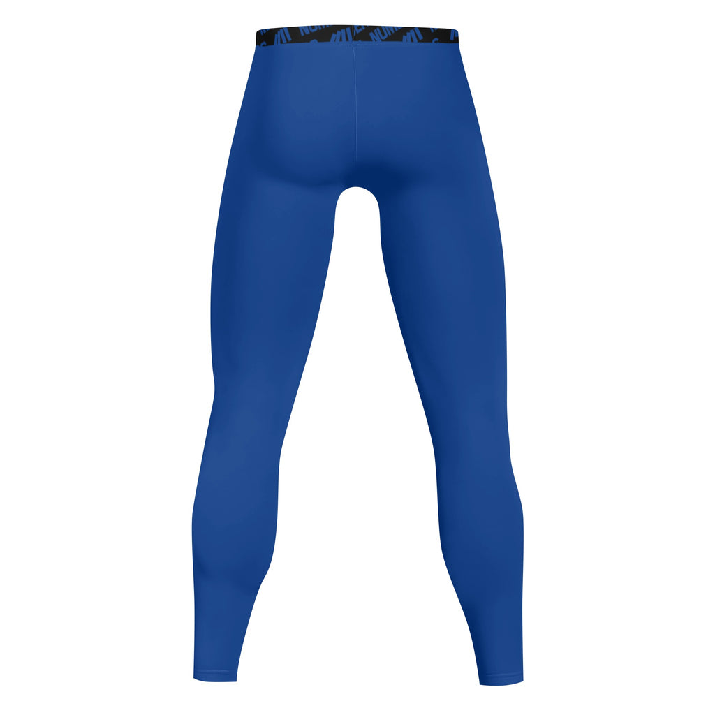 Athletic sports compression tights for youth and adult football, basketball, running, track, etc printed in the color royal blue