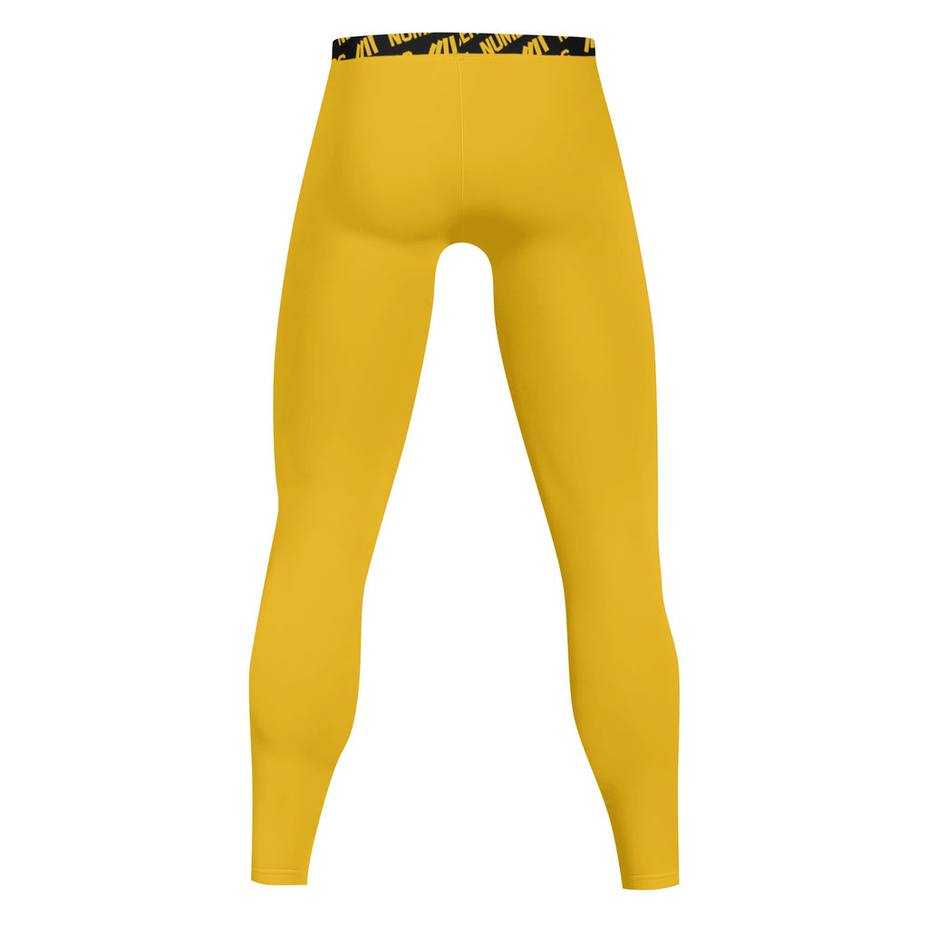 Athletic sports compression tights for youth and adult football, basketball, running, track, etc printed in the color yellow