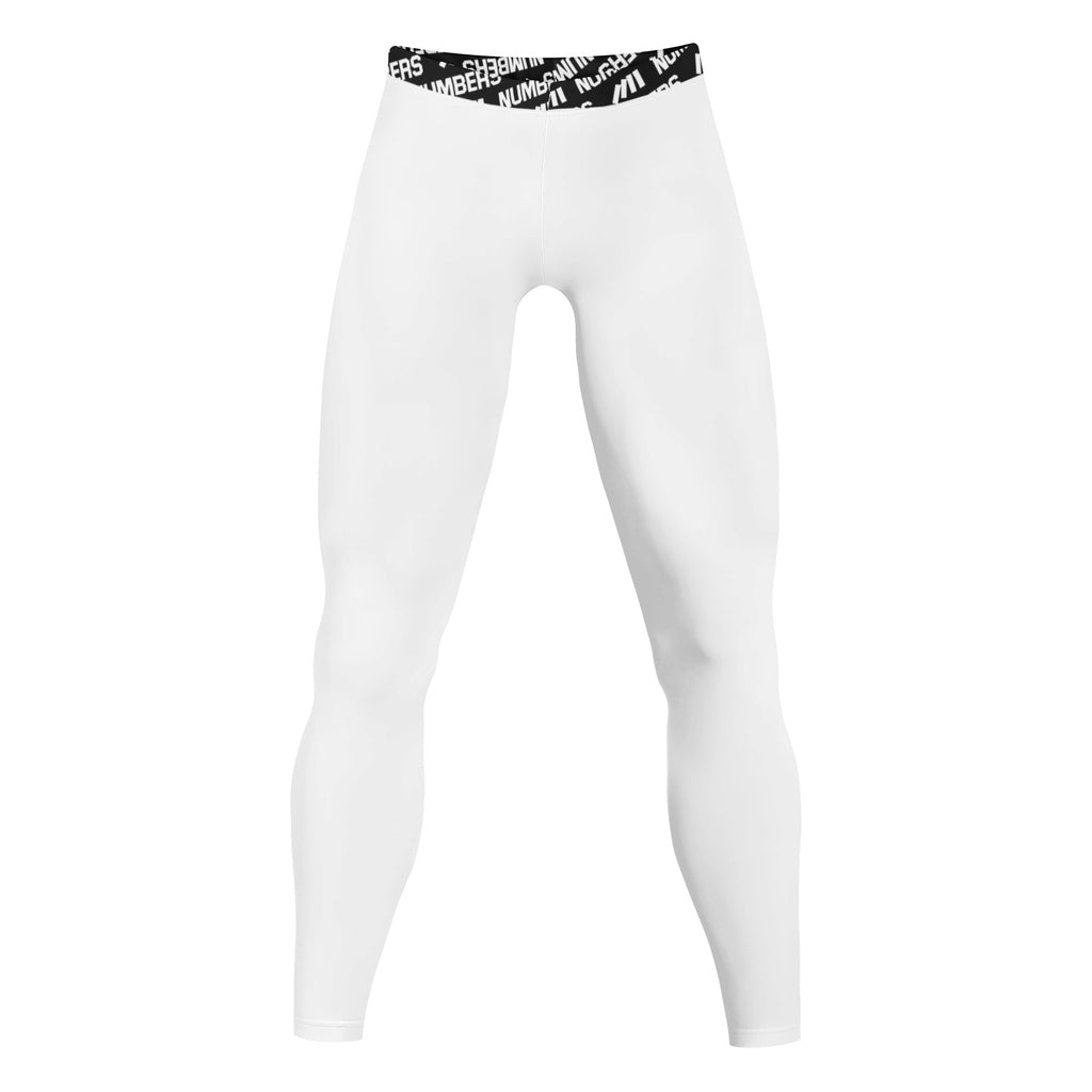 Athletic sports compression tights for youth and adult football, basketball, running, track, etc printed in the color white