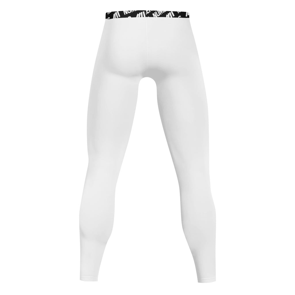 Athletic sports compression tights for youth and adult football, basketball, running, track, etc printed in the color white