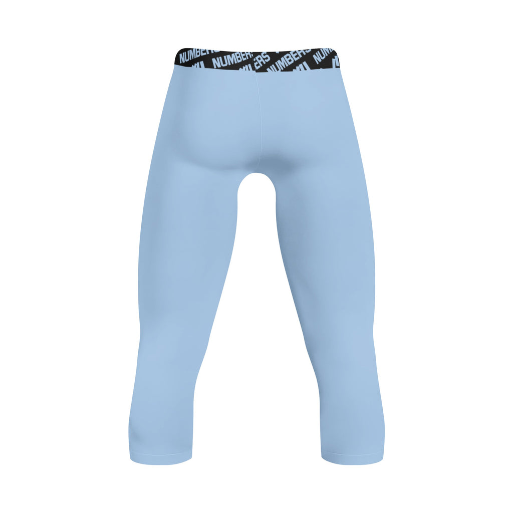Athletic sports compression tights for youth and adult football, basketball, running, etc printed with the color baby blue