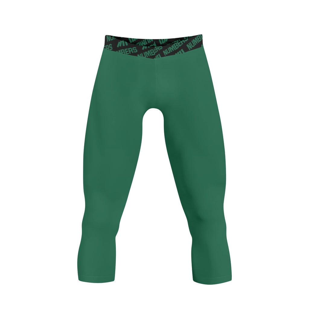 Athletic sports compression tights for youth and adult football, basketball, running, etc printed with forest green color