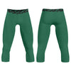 Athletic sports compression tights for youth and adult football, basketball, running, etc printed with forest green color